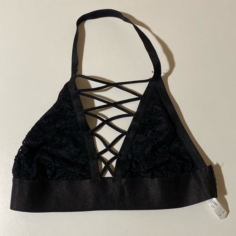 Out from Under Lace Me Up Halter Bralette Size S